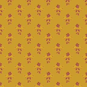 Mustard Ornate Florals Small Scale