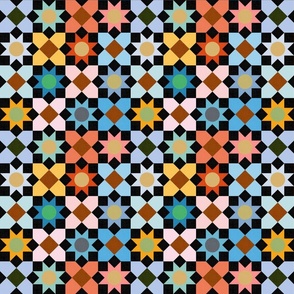 Islamic Geometry - Tiles in Dark and Bright Shades / Medium