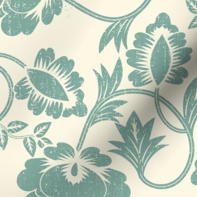 block-print green retro damask 