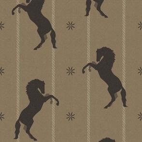 Mustangs Wild Horses | Suede Brown | Small  12" repeat |  Western Boho