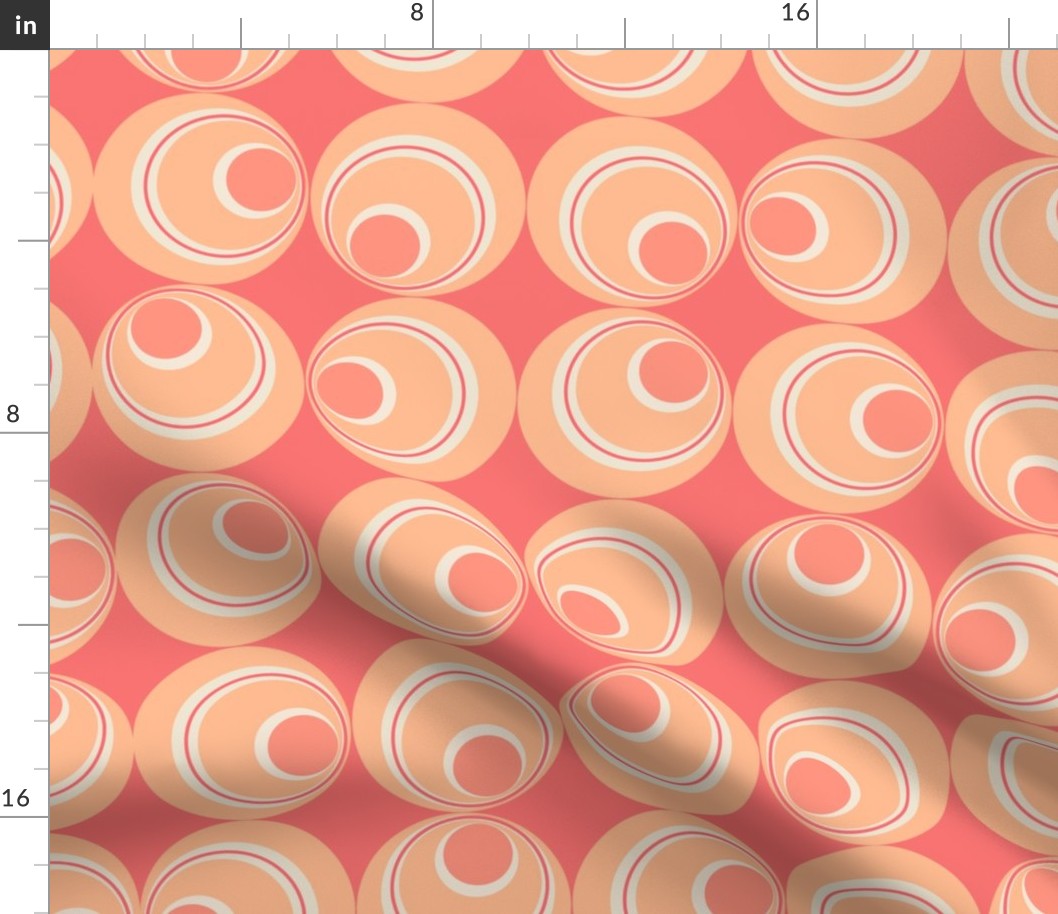 Retro Circles in a grid Peach fuzz 