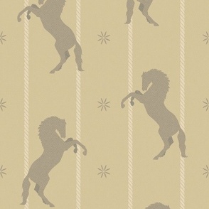 Mustangs Wild Horses | Buckskin Tan | Small  12" repeat |  Western Boho