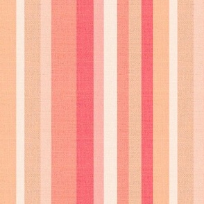pantone peach fuzz hessian burlap textured stripes in peach fuzz, ecru, buff, pale pink, and cream stripes vertical 6” repeat