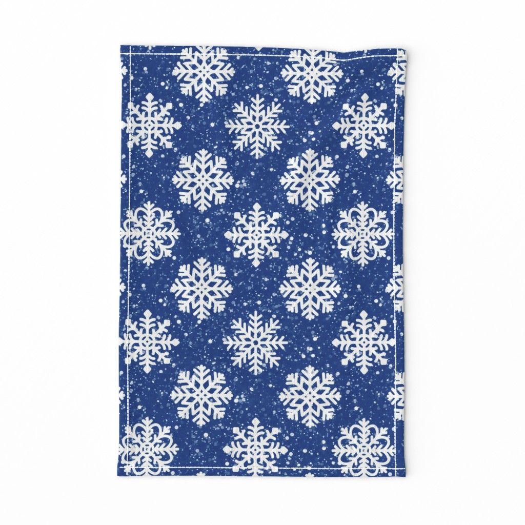 Large Winter Sparkle Snowflakes in Glittery Dark Blue