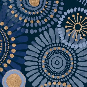 Opulent Rhapsody Of India Navy Blue Gold Large Scale