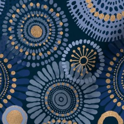 Opulent Rhapsody Of India Navy Blue Gold Smaller Scale