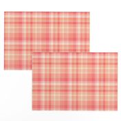 Pantone colour of the year 2024 Peach fuzz and coordinating colours - coral, cream, buff plaid 6” repeat