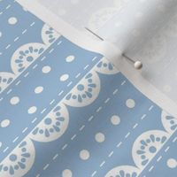 Bigger Scale Vintage Dots and Eyelet Lace in Sky Blue