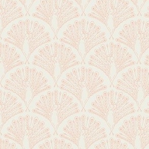 Peacock Block Print Pattern Pink on Off-White
