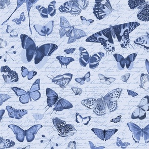 Nostalgic Cottagecore Butterfly Pattern Blue