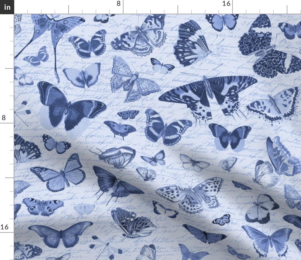 Nostalgic Cottagecore Butterfly Pattern Blue
