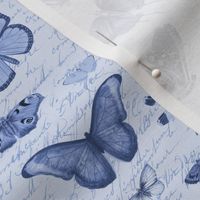 Nostalgic Cottagecore Butterfly Pattern Blue Smaller Scale