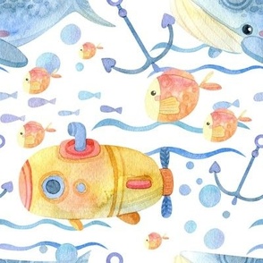 Watercolor underwater world