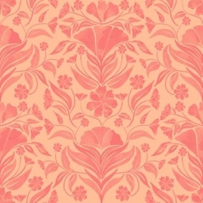 Pantone color of the year 2024 peach fuzz damask flowers With Georgia Peach