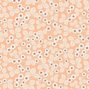 Cinquefoil flowers - Ditsy Scale - Peach Fuzz Apricot White terracotta Strawberry - Floral Flowers