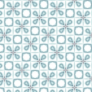 Mint Blue, Navy Blue and White Geometric Floral