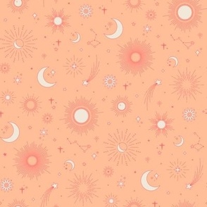 Celestial Sun, Moon and Stars (Peach Fuzz)