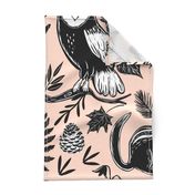 (L) Woodland Block print inspired