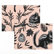 (L) Woodland Block print inspired