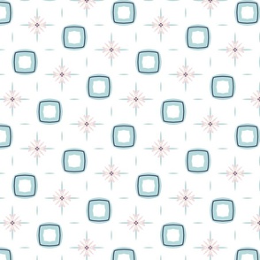 Mint Blue and Blush Pink Abstract Geometric Floral Motifs