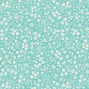 Agatha Ditsy Floral Mint Green white  SMALL 4X5 inch