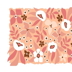 Modern Floral 2024 Tea Towel / Wall Hanging Pink and Peach