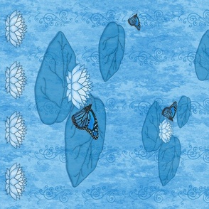 Blue Lotus Monarch WaterLily Scarf