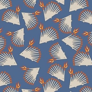 M. Tossed Hedgehog Matches on Impressionist Blue