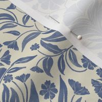 Damask flowers in Ivory and Blue Nova