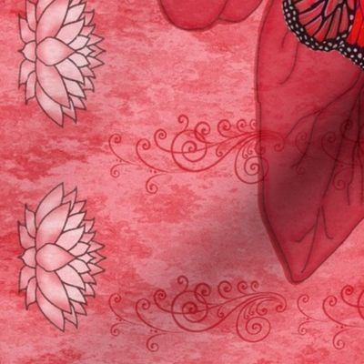 Red Lotus Monarch Waterlily Scarf
