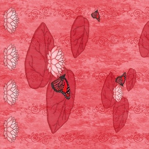 Red Lotus Monarch Waterlily Scarf