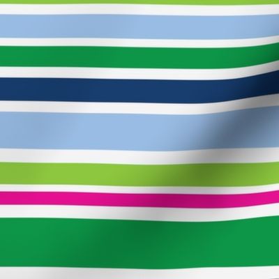 Preppy Pink Blue Green Multi Stripe