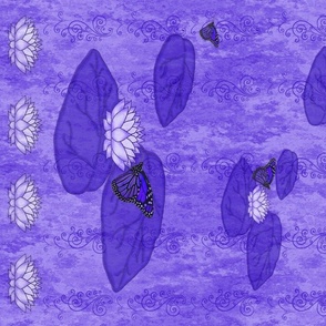 Purple Lotus Monarch Waterlily Scarf