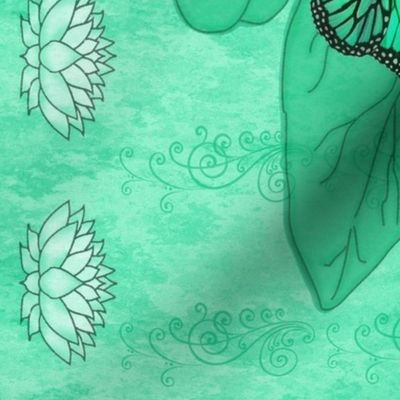 Green Lotus Monarch Waterlily Scarf 