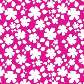 Small White Floral Silhouette Dark Pink