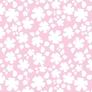 Small White Floral Silhouette Light Pink