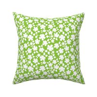 Small White Floral Silhouette Lime Green