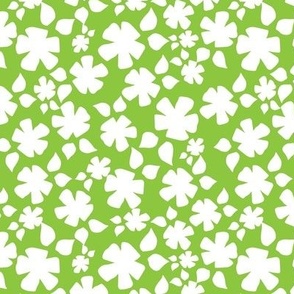 Small White Floral Silhouette Lime Green