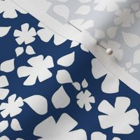 Small White Floral Silhouette Navy Blue