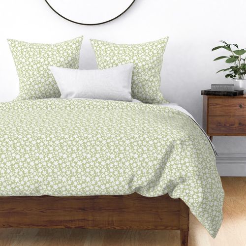 Small White Floral Silhouette Sage Green