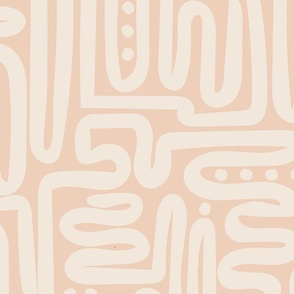 Tribal Swirl - Pantone Peach Puree and Pristine warm white - large