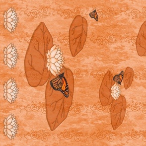 Orange Lotus Monarch Waterlily Scarf