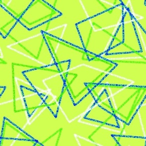 Geometric pattern on neon bright green background