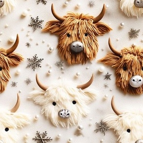 Highland Cows Chirstmas Faux Embroidery / 3D