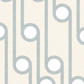 Art Deco Hollywood Retro Stripes and Spots - Large Scale - egret warm white and duck egg blue