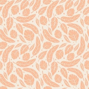   Tropical Leaves in Peach Fuzz & Pristine Small Scale Pantones 2024 Color of the Year Dinner Napkins