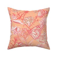 (XL) Monarch Butterfly Garden Pantone Peach Fuzz Extra Large