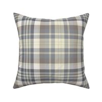 Bluish Gray, Warm Gray and Cream Rich Tartan Plaid Large