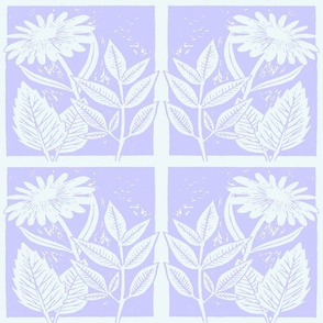 Flower Block Print - Tiled, Textured & Handmade Print