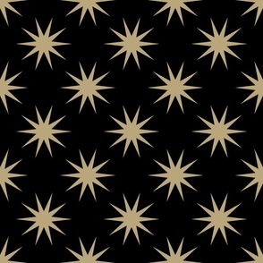 Ten Pointed Geometric Stars Black Background Small Scale